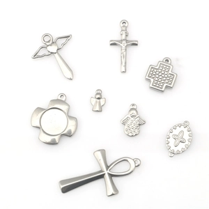 Set de colgantes de ángel y cruz de acero inoxidable para joyería DIY punk