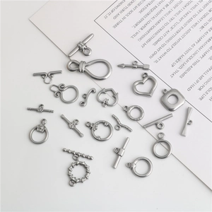 Polished stainless steel OT toggle heart heart and round connectors for DIY jewelry