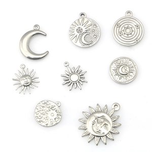 Pendentifs Célestes en Acier Inoxydable Soleil Lune Étoile Breloques pour Création de Bijoux DIY Collier Bracelet Hip Hop Unisexe