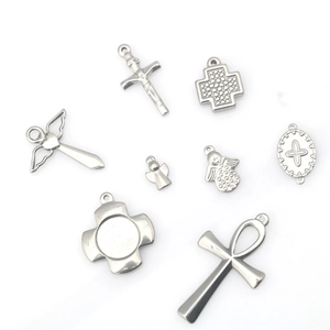 Colgantes de acero inoxidable de cruz y ángel para creación de joyas DIY