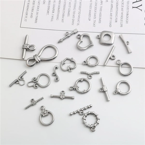 Stainless steel toggle clasps set with heart and round DIY jewelry connectors