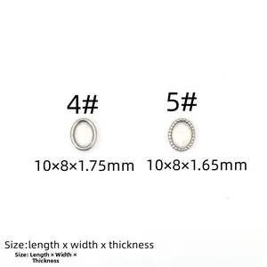 Macro detail of oval stainless steel bezel settings for DIY jewelry making