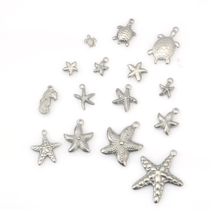 Lot de pendentifs en acier inoxydable motifs mer avec tortue, étoile de mer et hippocampe
