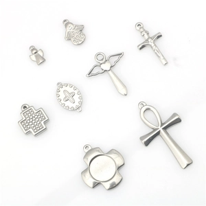 Colgantes de Cruz Ángel de Acero Inoxidable Religioso Retro Ankh Jesús Crucifijo Corazón Ala Espada DIY Joyería