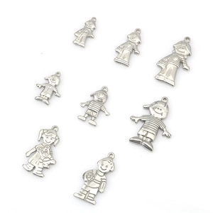 Various punk style stainless steel boy and girl pendants with hanging loops
