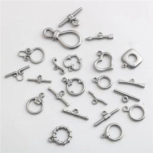 Stainless steel OT toggle clasps with heart and geometric patterns for DIY jewelry making