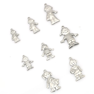 DIY stainless steel cartoon boy and girl charms for punk hip-hop jewelry making