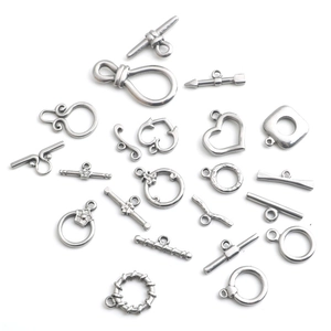 Various stainless steel OT toggle clasps with heart and flower patterns for DIY bracelets