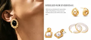 Détails de bagues florales et boucles d'oreilles en acier plaqué or 18 carats