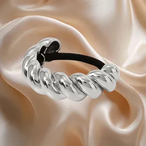 Edelstahl Verdreht Metall Haargummis Minimalistisch Gold Silber Pferdeschwanz Halter Für Damen Mode Haarschmuck