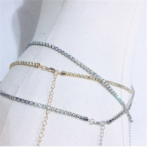 Sexy minimalist crystal waist chain for bikini body jewelry with adjustable lobster clasp