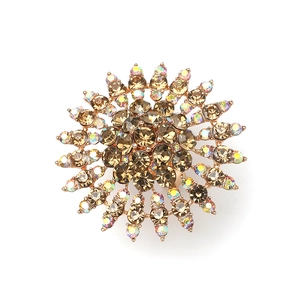 Detail der Sonnenblumen-Ring mit bernsteinfarbenen und AB-Kristallen auf Goldbasis