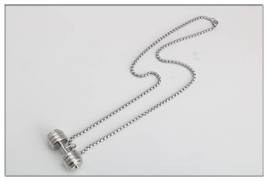 Minimalist stainless steel dumbbell pendant necklace with ball chain for fitness style