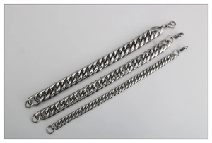 Pulseras de cadena de acero inoxidable pulido en tres anchos con cierre de langosta