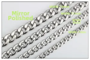 Catene groumette in acciaio lucido a specchio da 7mm a 13mm per uomo e per donna