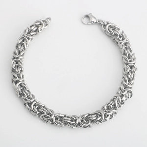 Vintage Handmade Woven Titanium Steel Byzantine Chain Bracelet For Men Women Silver Robust Stainless Steel Jewelry Gift
