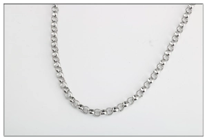Collana a catena rolo in acciaio inossidabile argento lucido con maglie circolari