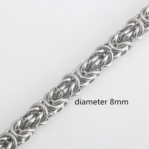 8mm vintage silver stainless steel Byzantine chain bracelet with handmade woven design