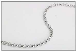 Collana a catena Rolo in acciaio inossidabile lucido con maglie rotonde a curva S