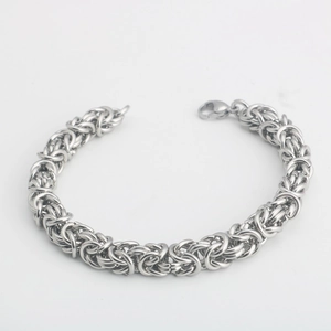 Vintage stainless steel Byzantine chain bracelet with lobster clasp for men and women
