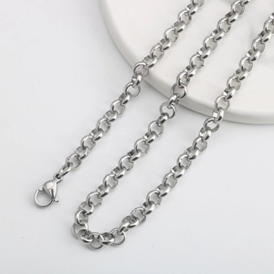 Collana a Catena Rolo in Acciaio Inossidabile Lucido Catena a Maglie Rotonde Argento per Ciondoli Gioielli per Uomo Donna
