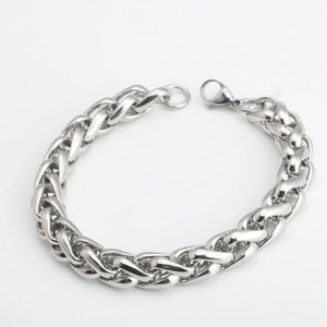 Pulsera de cadena de eslabones de trigo en acero inoxidable para hombre y mujer con cierre de langosta