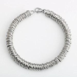 Bracelet Chaîne Tissé à la Main en Acier Titane Rétro pour Hommes Femmes Argent Géométrique Style Industriel Unisexe