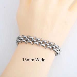 Bracelet chaîne en acier inoxydable de 13 mm de large avec fermoir à bascule OT