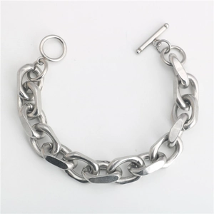 Pulsera de Cadena Gruesa de Hip Hop de Acero Inoxidable para Hombres Mujeres Punk Streetwear Pulsera de Eslabones Geométricos Con Cierre de Barra