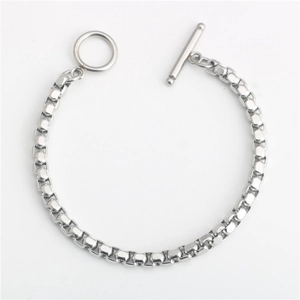 Bracciale Catena Veneziana Unisex in Acciaio Inossidabile Argento Lucido Hip Hop Chiusura a Olivetta Gioielli Regalo