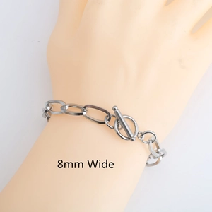Bracciale a catena da 8mm in acciaio inossidabile con classica chiusura a levetta tipo OT