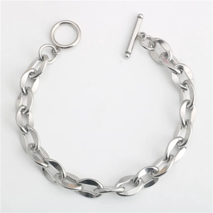 Minimalist Stainless Steel Chunky Chain Bracelet For Men Women Silver Tone Polished O Chain Toggle Clasp Hip Hop Jewelry