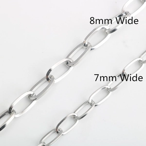 Bracciale a catena a O in acciaio inossidabile argento con chiusura OT, 7mm e 8mm