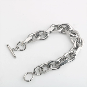 Pulsera de cadena gruesa de acero inoxidable para hombre y mujer con cierre de palanca OT