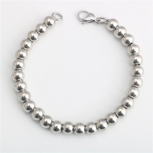 Bracciale Minimalista in Acciaio al Titanio con Perle Tonde per Uomo Donna Stile Hip Hop Street Bracciale a Catena a Sfere Argento Lucido Gioielli Regalo