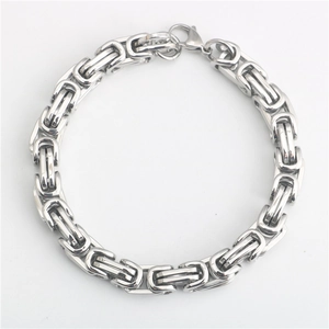 Bracciale a Catena Bizantina in Acciaio al Titanio Hip Hop per Uomo Donna Punk Rock Acciaio Inossidabile Tessuto a Mano