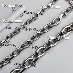 Chaînes à maillons O en acier inoxydable punk, largeurs 6mm, 8mm et 11mm