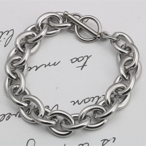 Bracciale a Catena Grossa in Acciaio Inossidabile per Uomo Donna Punk Hip Hop Catena O Link Gioielli Con Chiusura OT Tono Argento