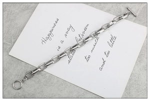 Punk style stainless steel rectangle link chain bracelet with OT toggle clasp for unisex