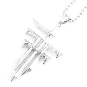 Gothische roestvrijstalen hanger met stekels aan een zilveren box-ketting voor heren en dames