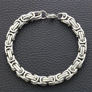 Pulsera de Cadena Bizantina de Acero Inoxidable para Hombre Mujer Hip Hop Punk Rock Tejida a Mano Pulsera de Eslabones de Acero Titanio
