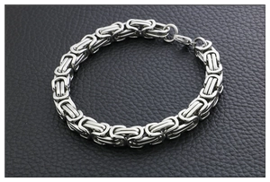 Pulsera bizantina de acero de titanio plateado con cierre de langosta para hombre y mujer