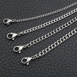 Collar de Cadena Curb de Acero Inoxidable para Hombre Mujer Unisex Minimalista Eslabón Cubano Cadena de Clavícula Joyería