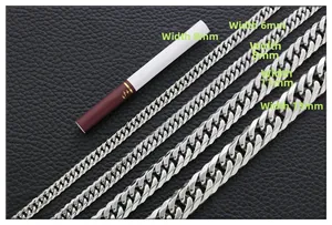 Comparativa de cadenas cubanas de acero inoxidable de 6mm, 8mm, 11mm y 13mm en cuero