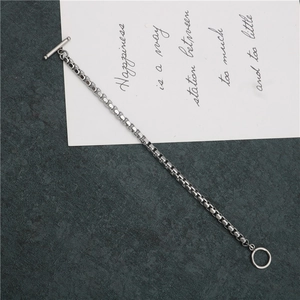 Bracciale unisex a catena quadrata in acciaio inossidabile con chiusura a levetta OT argento