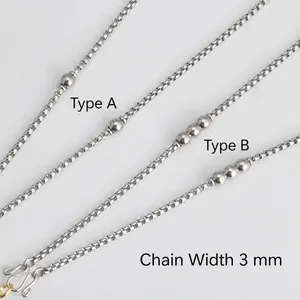 Collana a catena box 3mm in acciaio inossidabile stili A e B con chiusura a S e tocchi oro