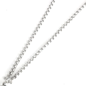 Polished silver stainless steel box chain necklace with traditional M-shaped hook clasp