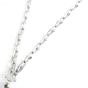 Silver stainless steel paperclip chain necklace with dual S-hooks closure for pendants