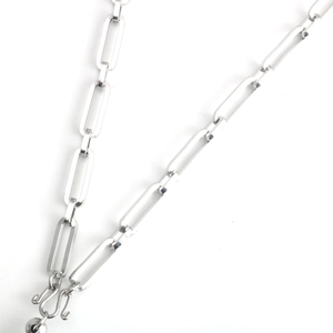 Collana a maglie ovali in acciaio inossidabile lucido con chiusura a gancio a S