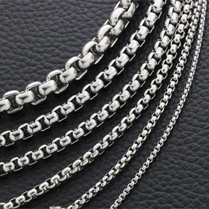 Titanium Stainless Steel Box Chain Necklace Unisex Venetian Link Sweater Chain Minimalist Jewelry Accessory Gift